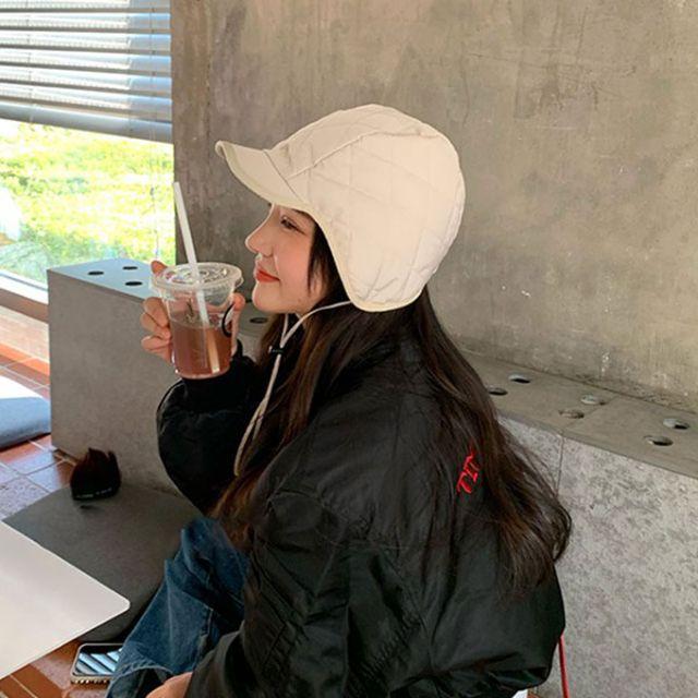 플리스 패딩 퀼팅 귀달이 귀마개 군밤 방한 모자
