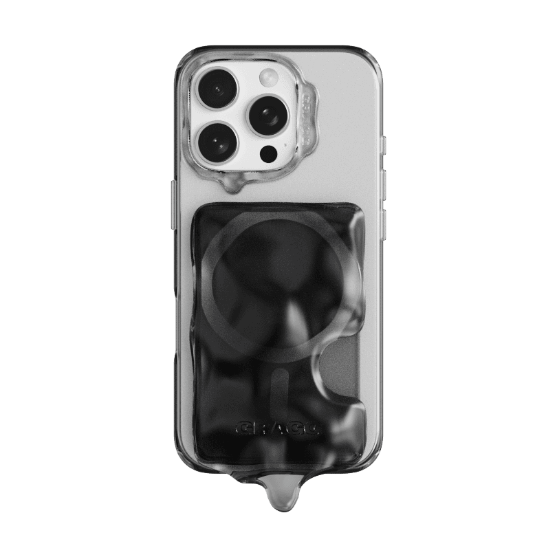 MAGSAFE DOUBLE LAYERS CASE & CARD POCKET - CLEAR BLACK