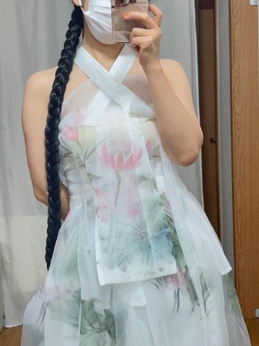 연꽃 홀터넥 당의 M