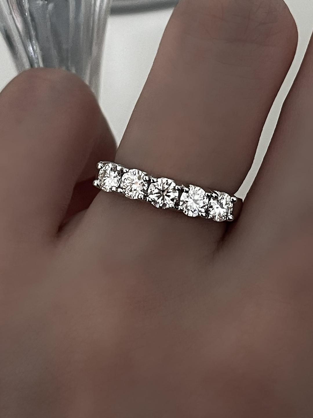 [925 Silver] [H-dia] 0.2Ct Half Eternity Ring