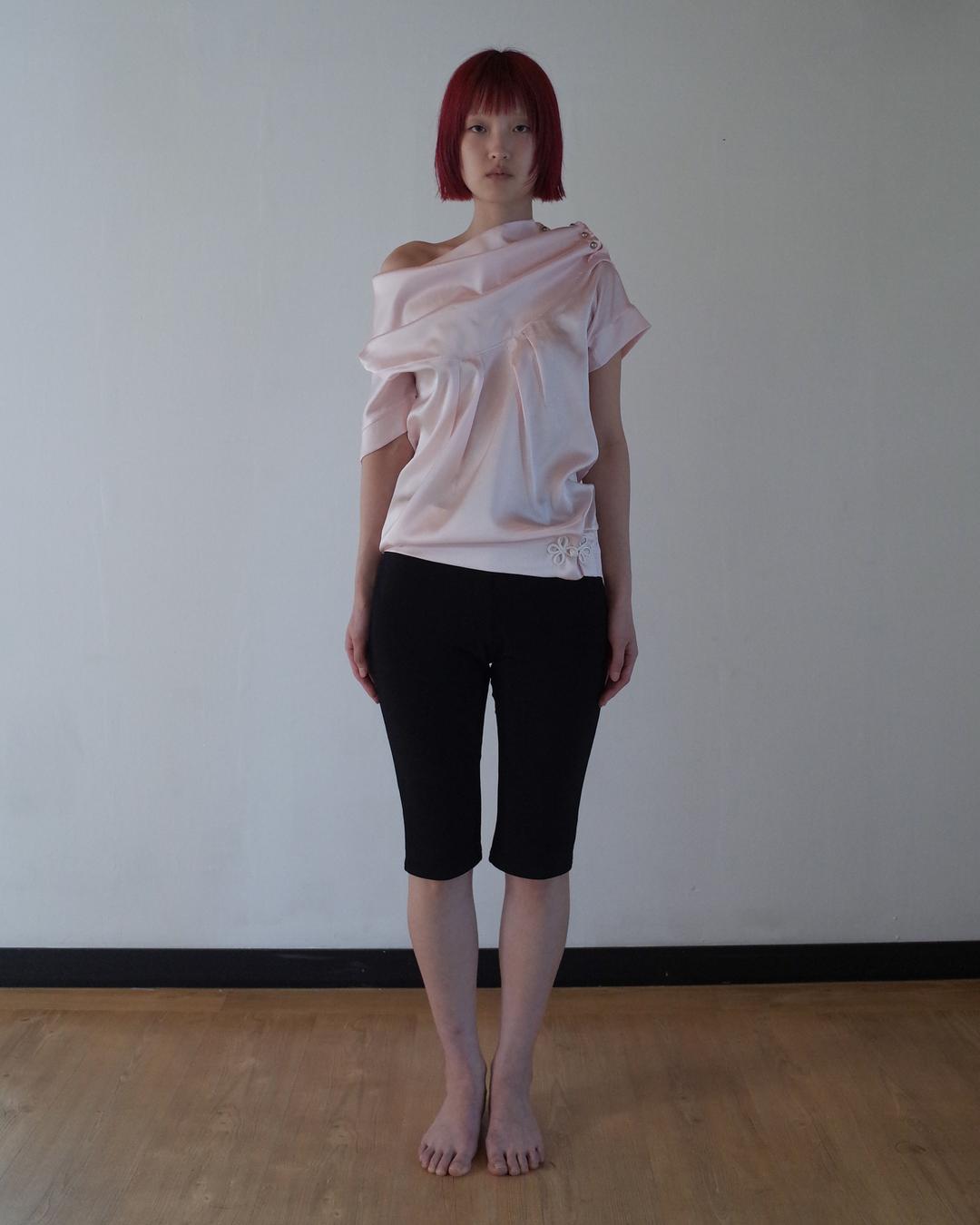 SLIT LINE OFF-SHOULDER BLOUSE pink