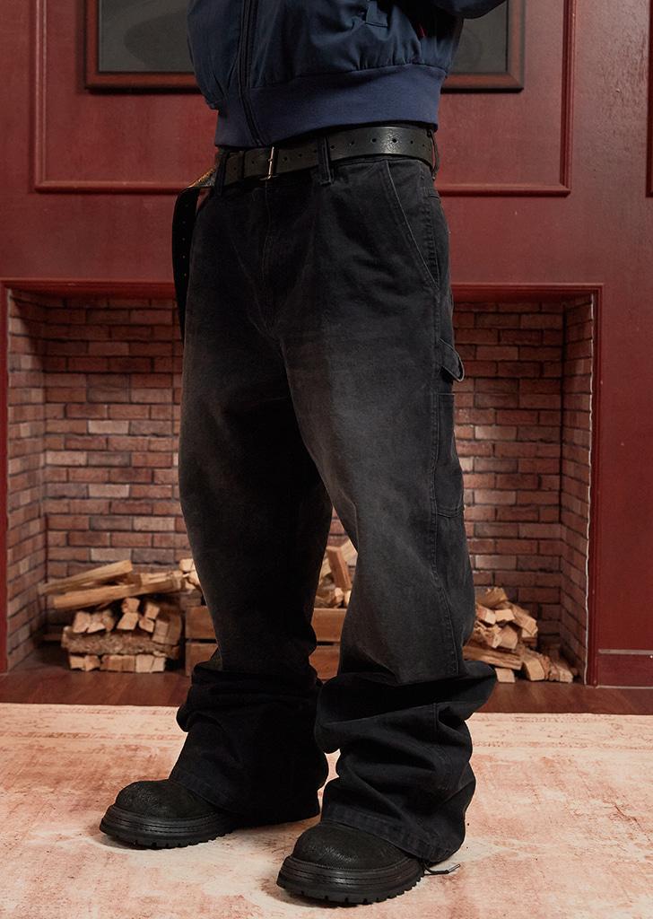 [2/19 예약배송] Raw Dyed Sagging Flare Pants_Raw Black