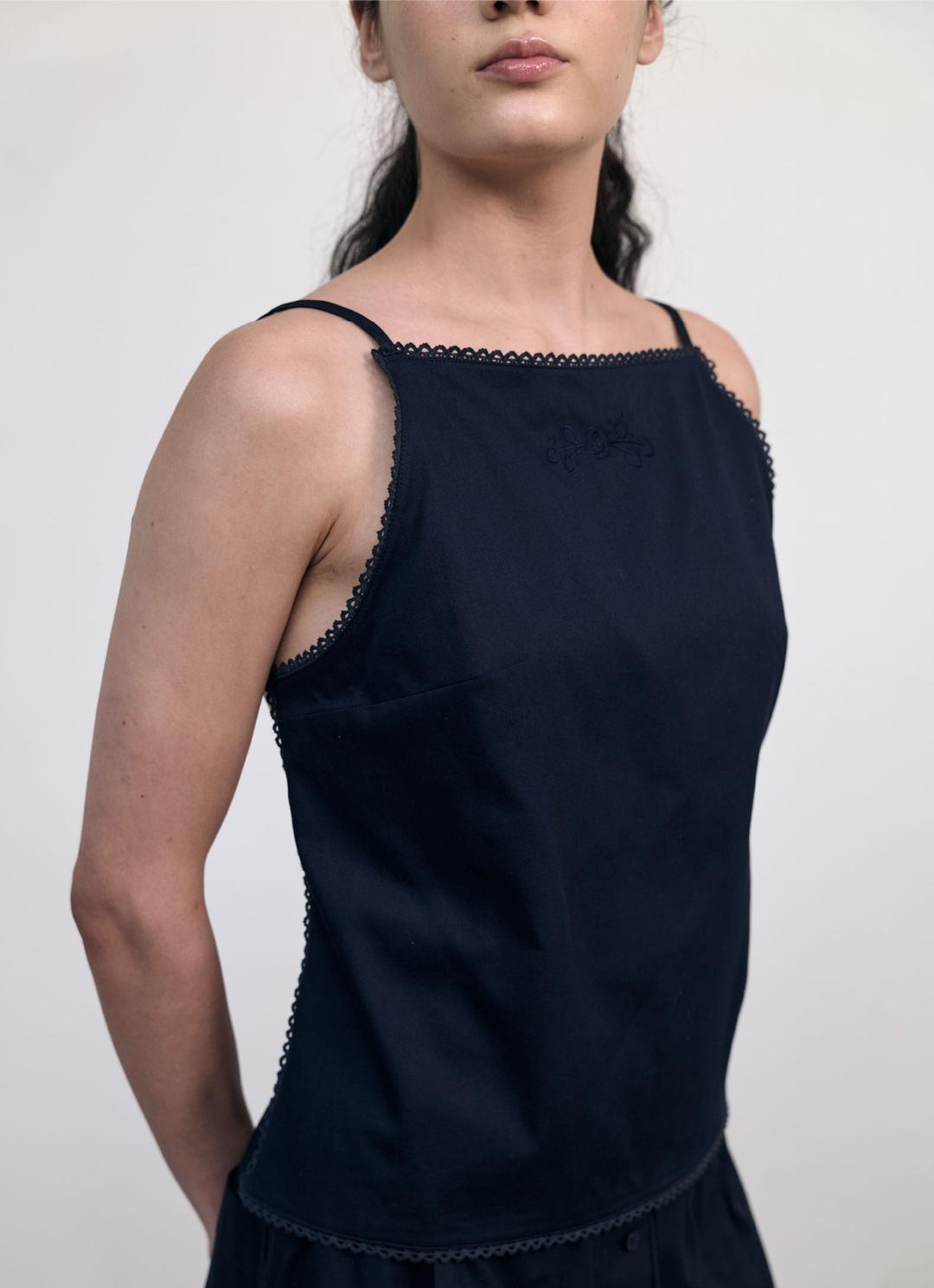 25SS BACKLESS STRAP POINT TOP / DARK BLUE