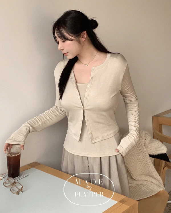 [MADE][SET]켈리 여유핏 나시 + 단추 슬림 가디건 세트 6color