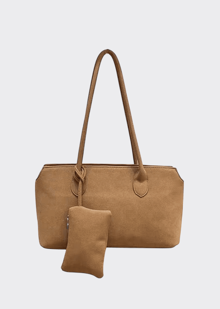 NAEL SUEDE SHOULDER BAG - CAMEL + Pouch