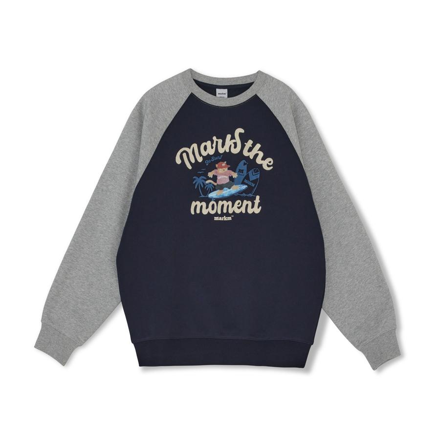 COLOR BLOCK RAGLAN SWEATSHIRT-NAVY