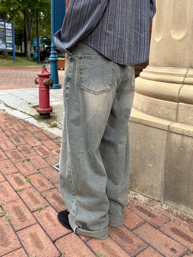 신시 Grey tin washing wide denim pants / 그레이 워싱 와이드 데님 팬츠 빈티지워싱 청바지 와이드핏