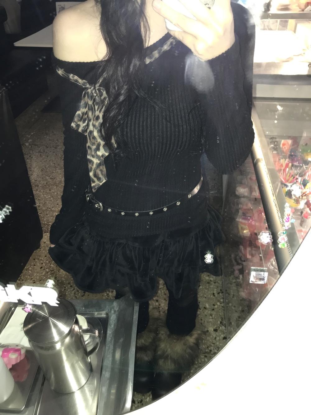 마린 스카프 리본 골지 오프 티(2color)