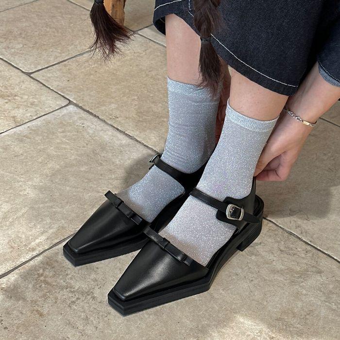 Ribbon sandals loafer black