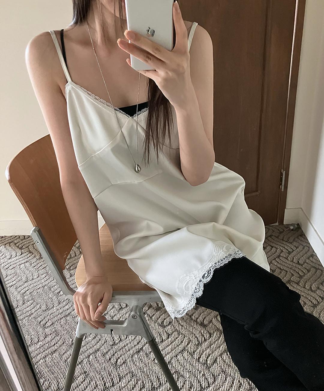 이즈카민 [무료배송]벨 레이스 레이어드 원피스(2컬러)