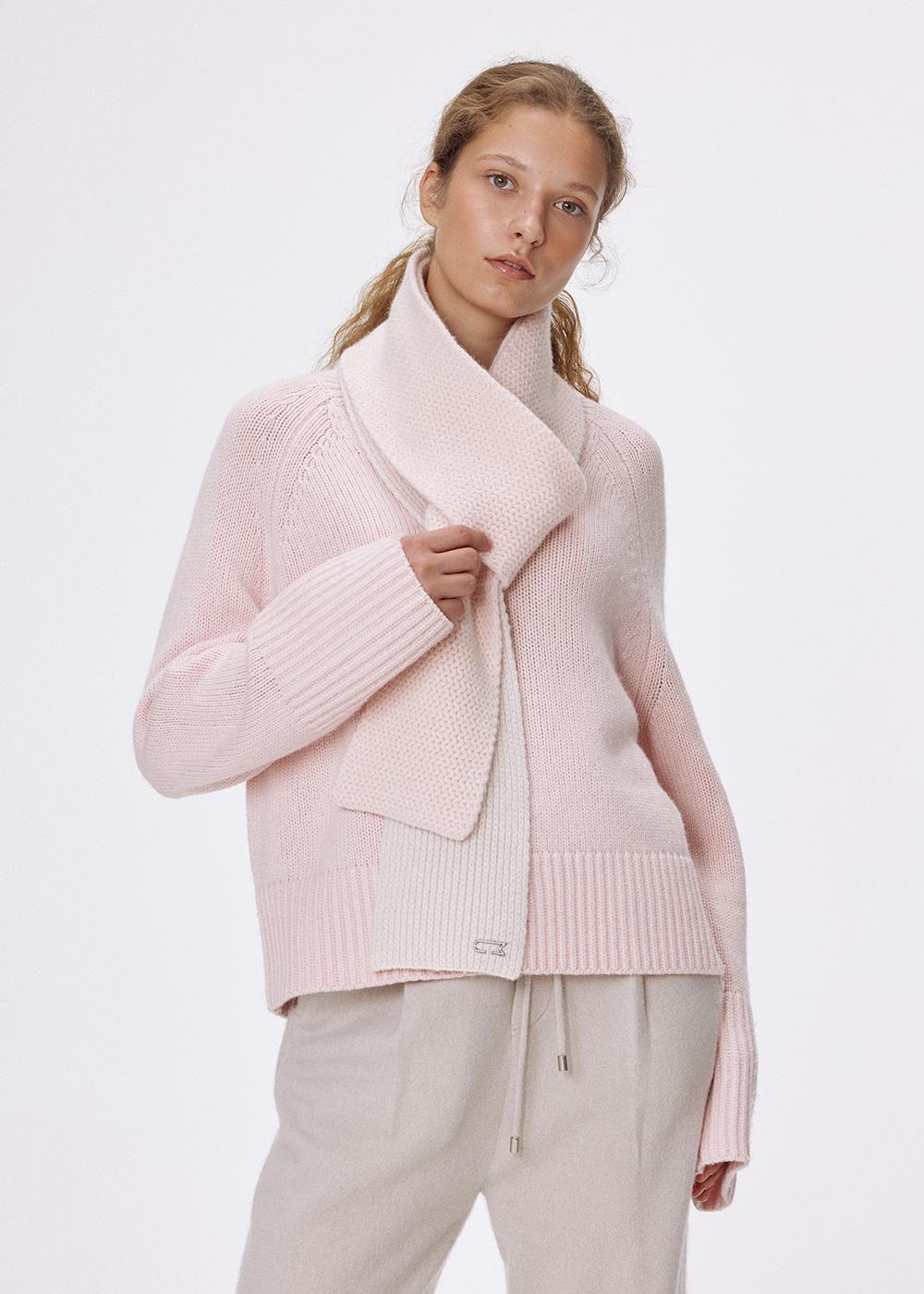 Airy wool bicolored muffler_Pink