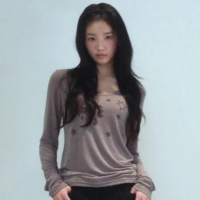 Star Unicorn Printed Long Sleeve Cocoa