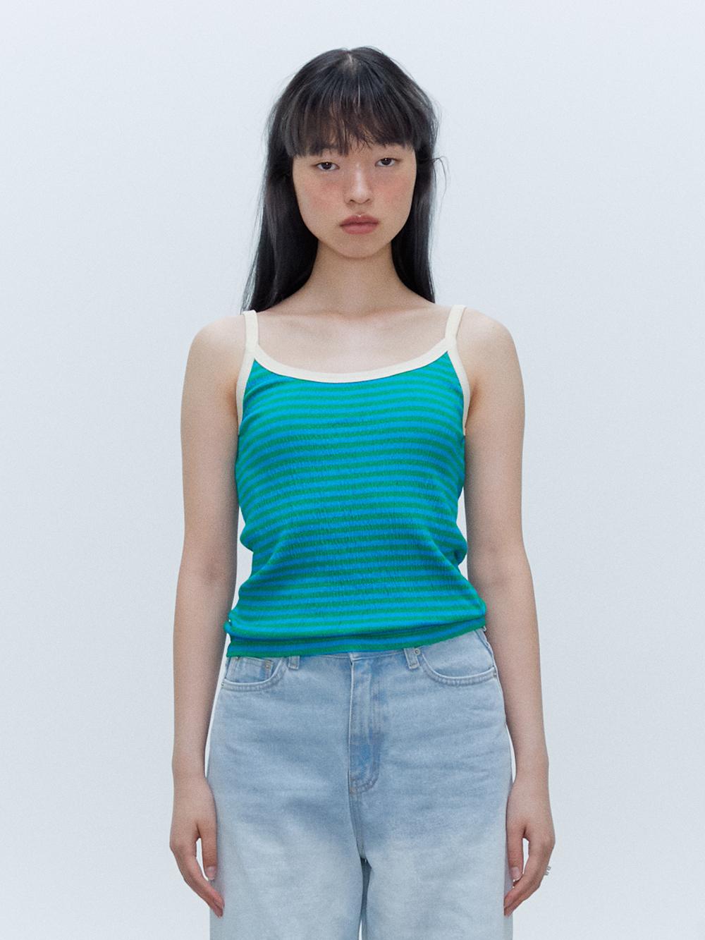 Crinkle Sleeveless Top BLUE/GREEN