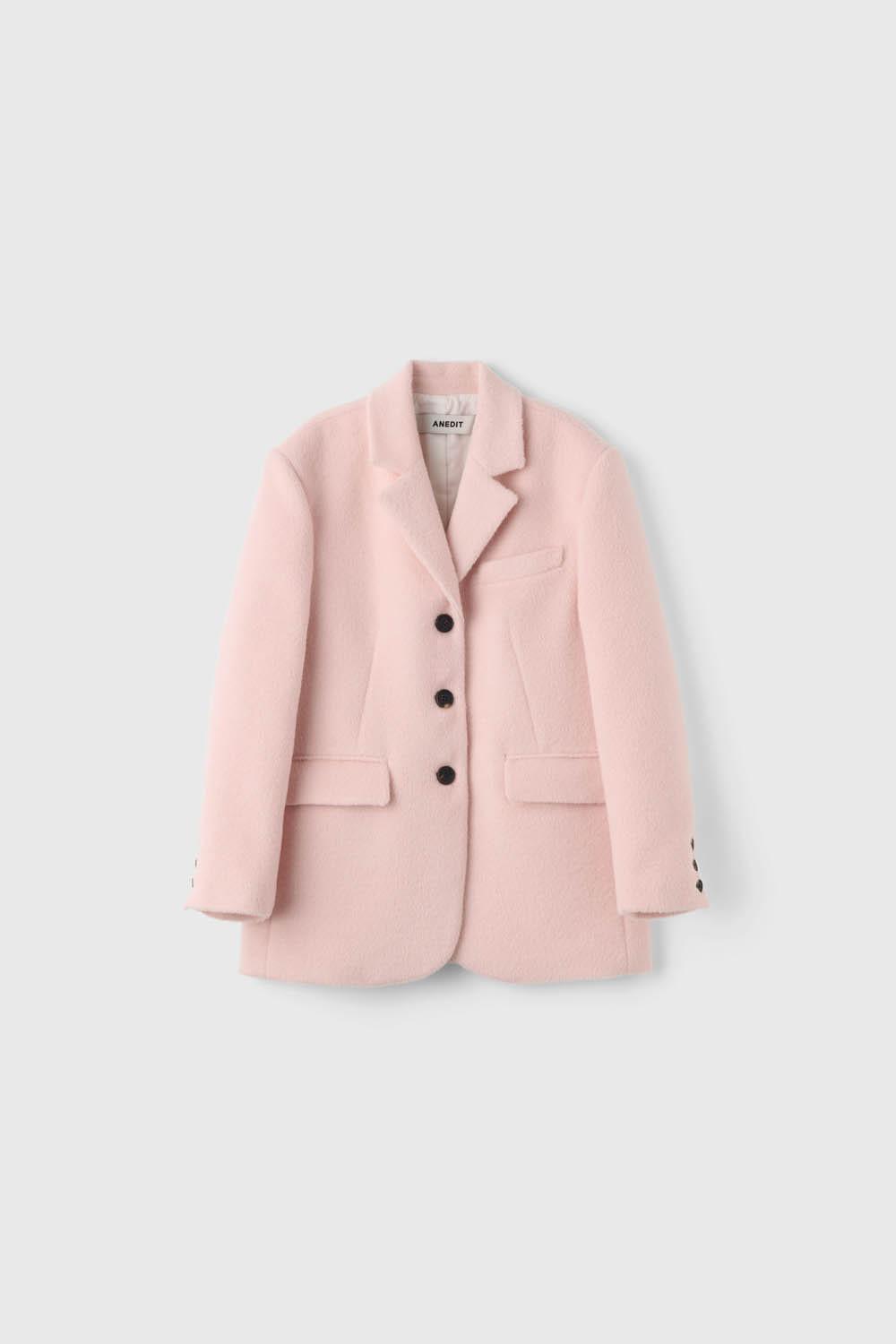 P Wool Boucle 3Button Blazer_Pink Powder