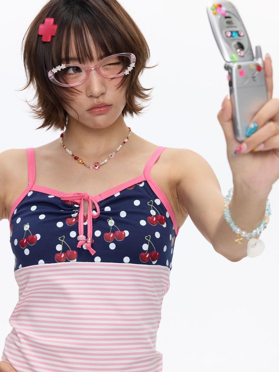 BETWEENAND Berry Girl Cherry Dot Tank Top