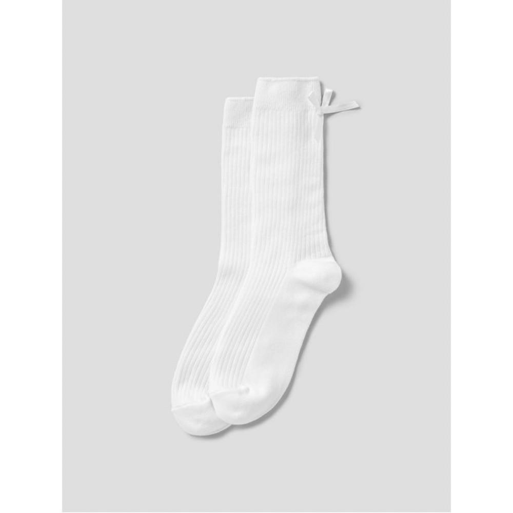 여성 리본 포인트 골지 롱 양말  아이보리 (1931KTWYH0)