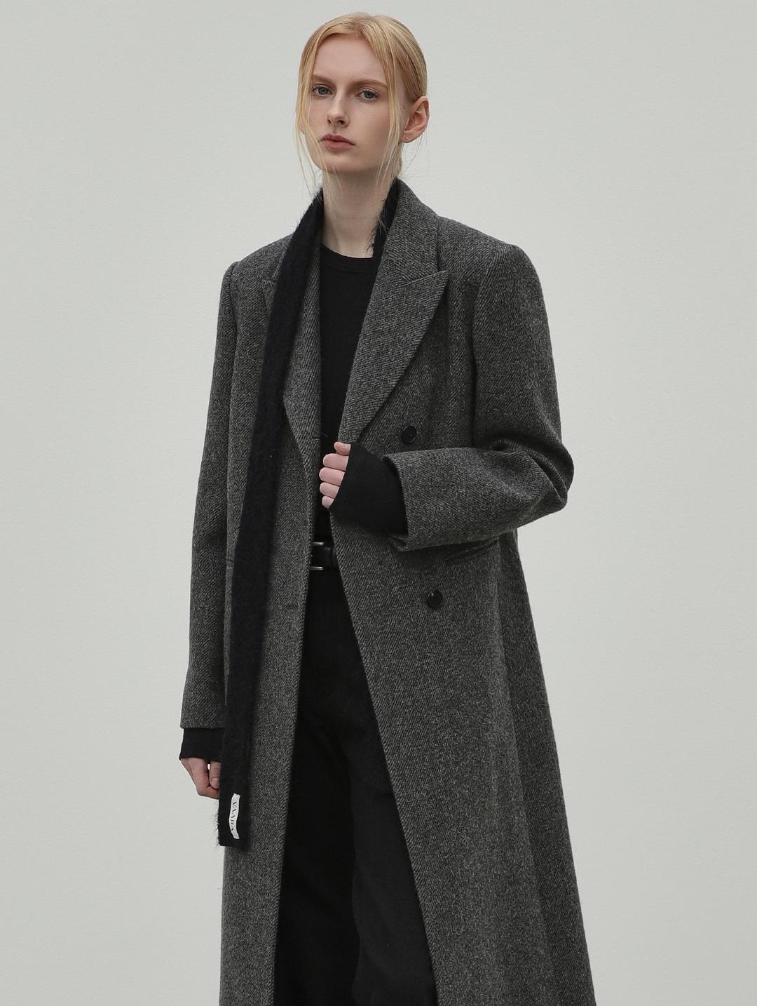 2ND / Ban Double Coat (Charcoal Stripe)