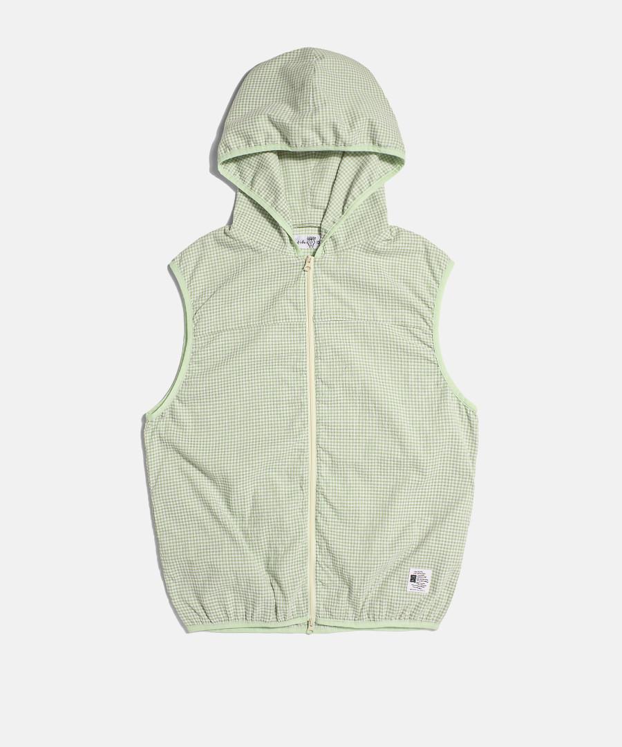 (W) FD Check Hood Vest Light Green