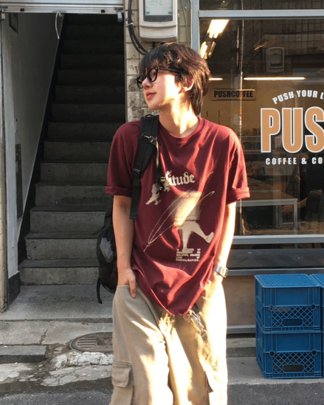 서큘러 나염 하프 티셔츠 4C