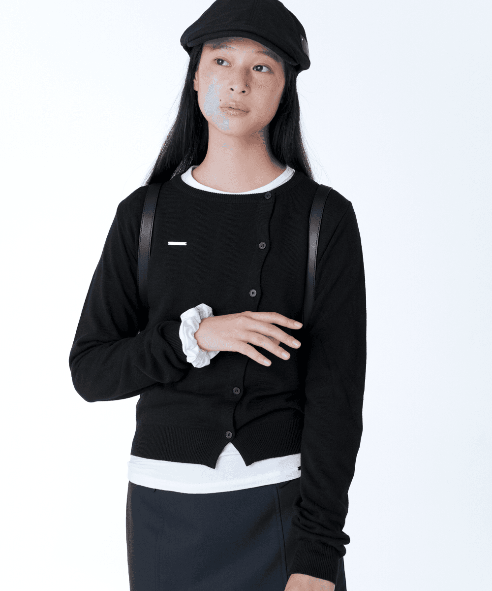 Unbalanced knit cardigan BLACK