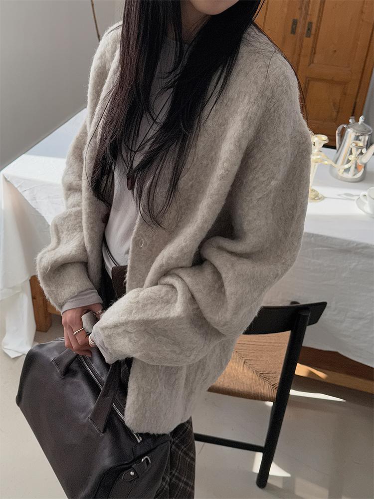 크렘므 델루나 브러쉬 울 가디건