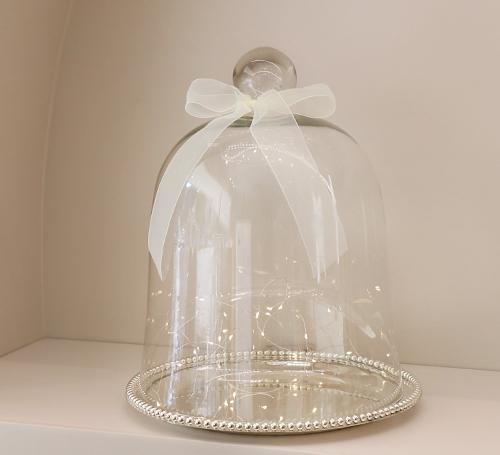 [전국배송비1만원] 글라스돔 + 실버플레이트 + 스트라이프 선물 박스 set