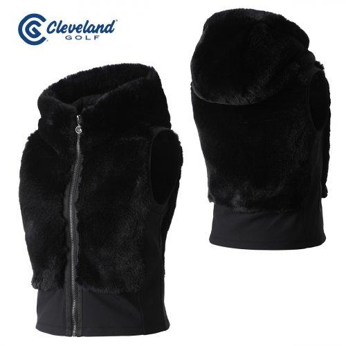 전체FUR 저지배색 방풍 여성 후드 퍼베스트_CGWVT24757BK