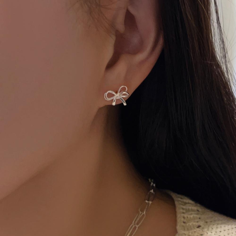 [92.5 silver]layered ribbon earrings