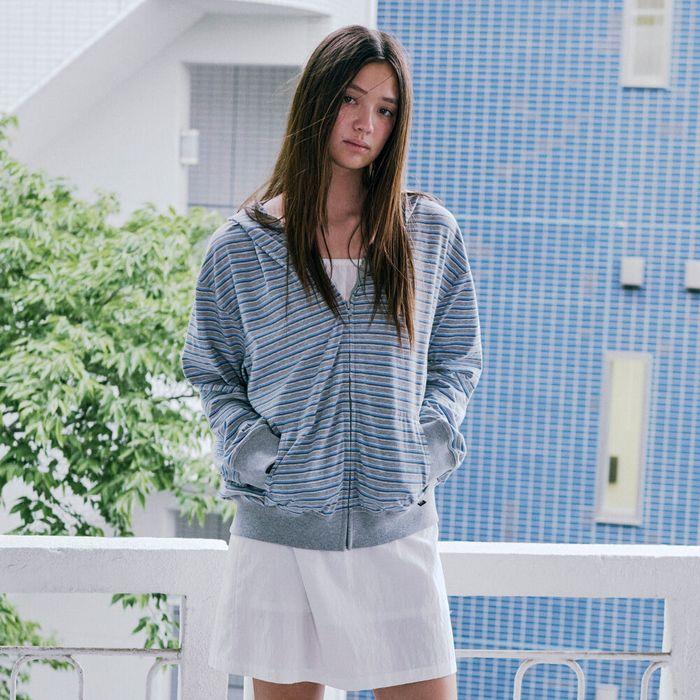 Lc STRIPED ZIP-UP HOODIE_GREY STRIPE_LC252TS11G1