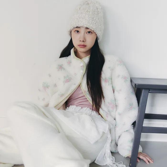 FLOWER REVERSIBLE FLEECE JACKET_IVORY