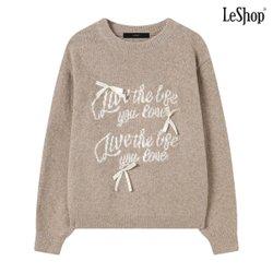 리본 포인트 레터링 자수 니트 (DP4KT003A)