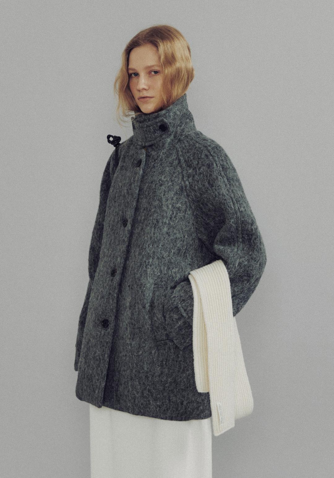 Phoebe alpaca half coat (Gray)