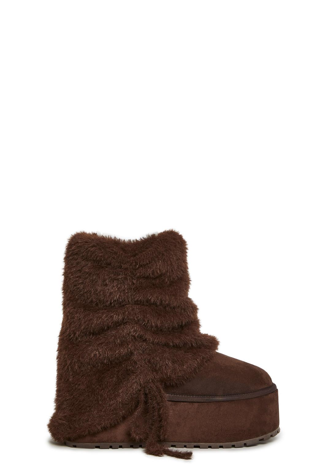 Snuggle Sesh Platform Booties - Brown - BROWN / US 5