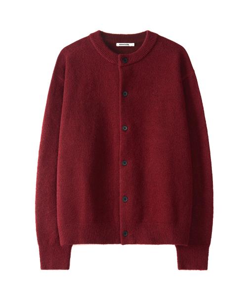 미니멀 버튼 라운드넥 가디건 (DARK RED)