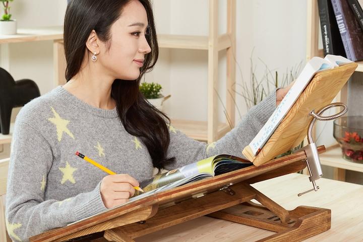 명품 각도조절 독서대 600 오크 원목 2단독서대 세트 책받침대