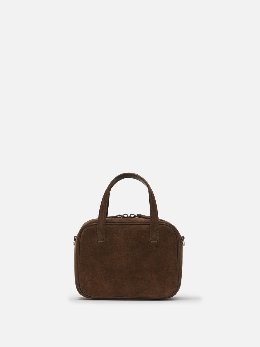 Mini Tin square tote bag Suede Chestnut