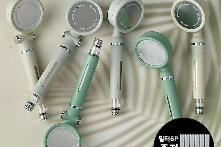 [15%쿠폰+리필 6P] [오늘의딜] 원터치/온오프 필터샤워기+ 2m PVC 호스