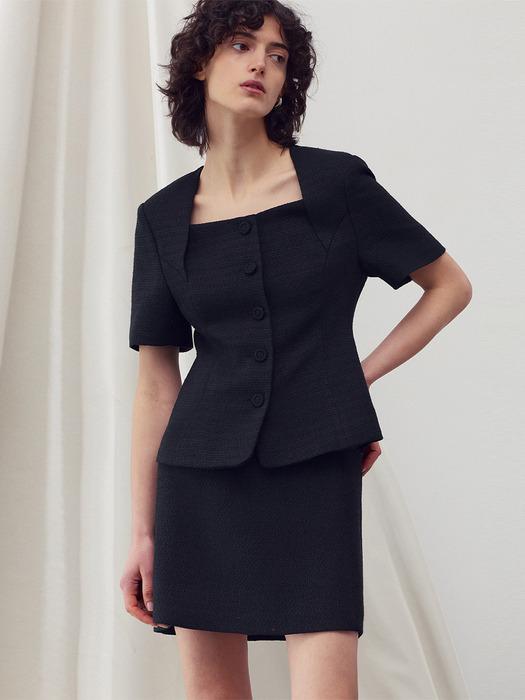 A-LINE TWEED SKIRT BLACK