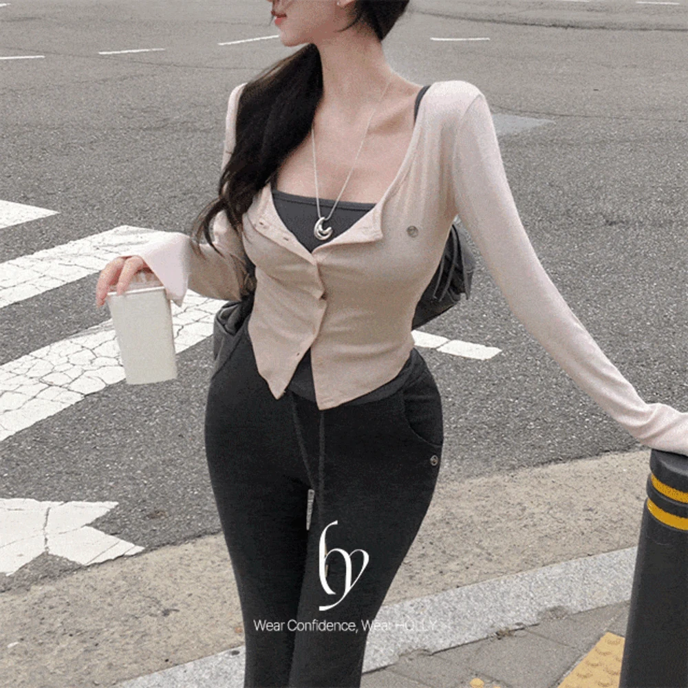 [#허얇골넓맛집] made 카린 배색 가디건 세트