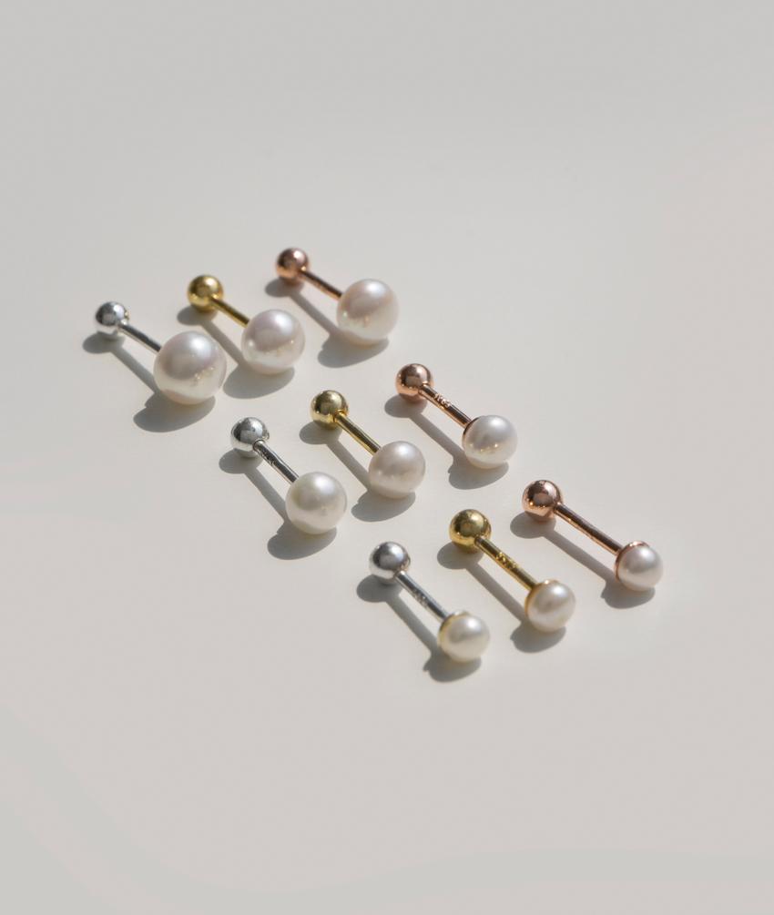 [실버925] 리얼 담수진주 바벨 피어싱