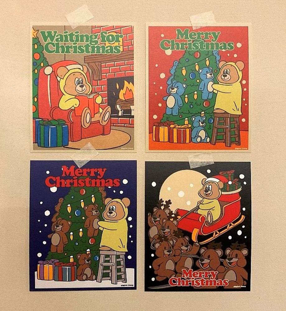 일러스트 엽서 크리스마스 카드 기글드제니