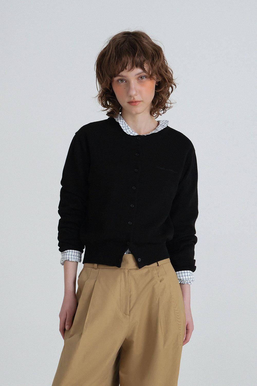 Slim round cardigan_black