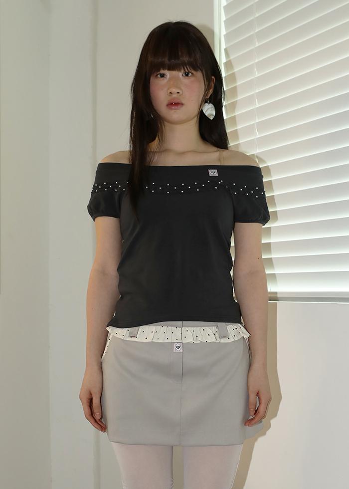 PEARL RUCHED DUAL TOP CHARCOAL