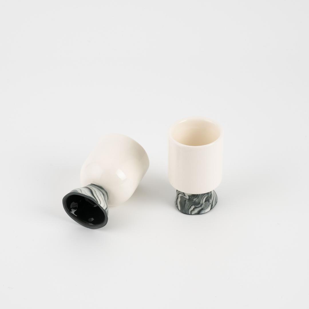 [오엠지세라믹] mini cup ( white + marbling )