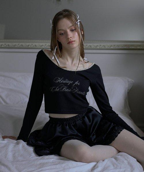 Lace Lettering Long Sleeve [Black]