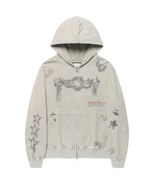 RODEO WASHED HOODIE ZIP-UP BEIGE