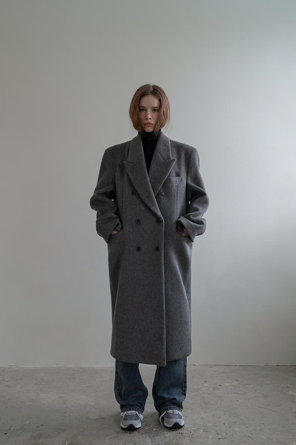 WOOL OVERSIZE LONG COAT (GRAY)