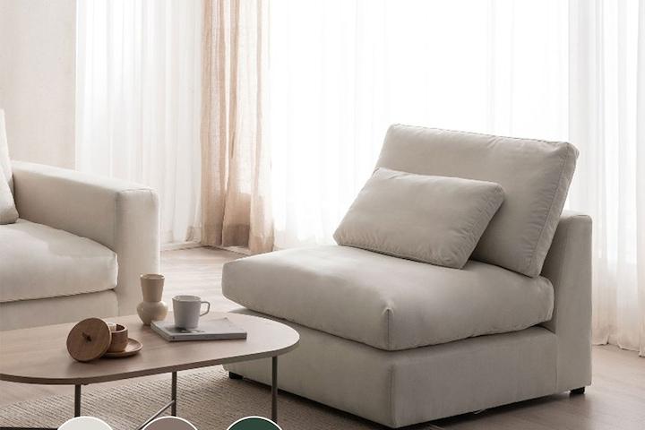 한샘몰pick 눕 데일리 구스 아쿠아텍스 패브릭모듈소파 1인암리스3colors