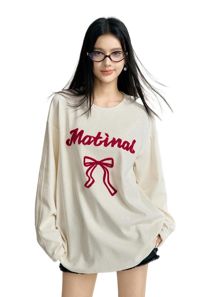 Off-white & Purple Bow Embroidered Crewneck T-Shirt