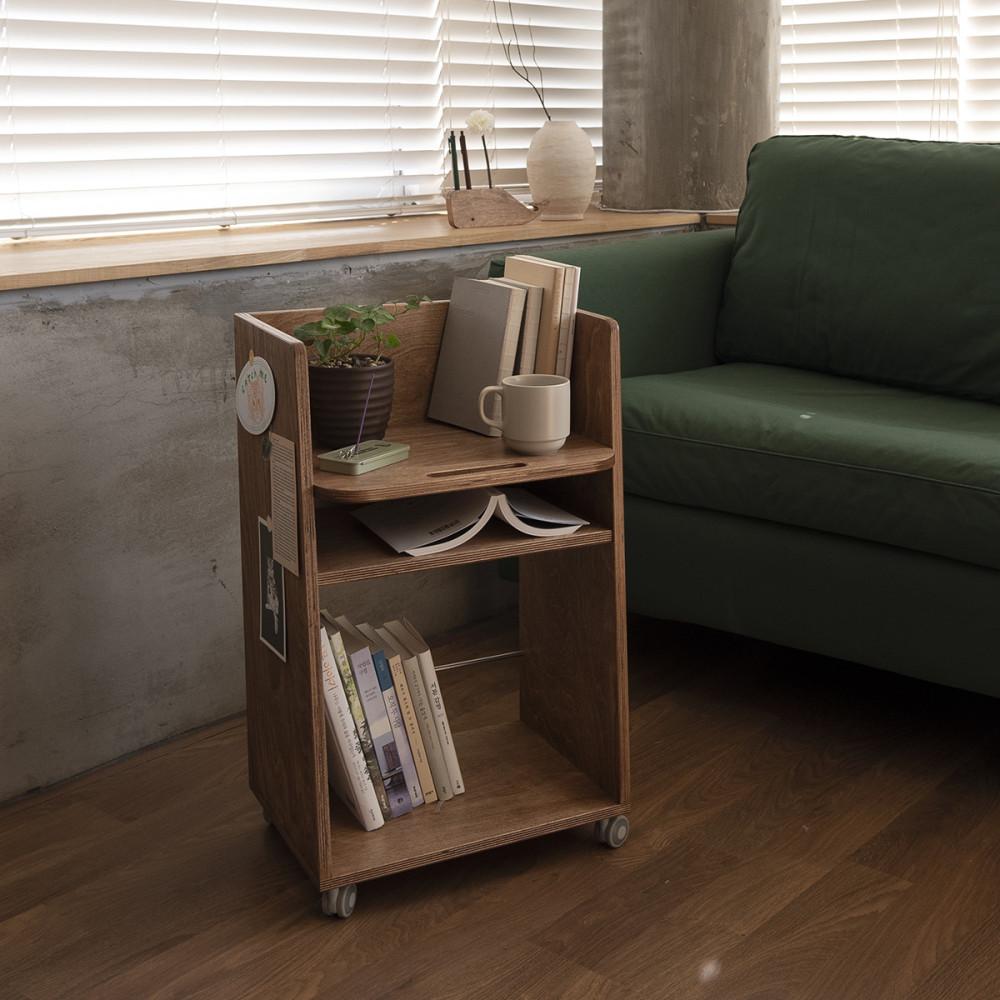 우드플레잉 미니테이블 북카트 이동식 원목 책장 북트롤리 사이드테이블